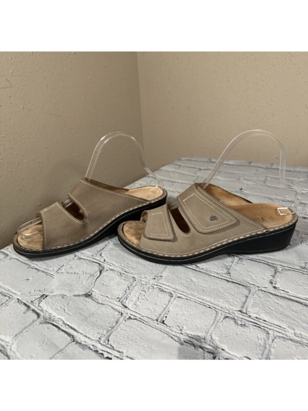Finn Comfort Jamaika Jamaica Tan Double Strap Slip On Wedge Sandals Womens 37 /7 - Picture 14 of 16